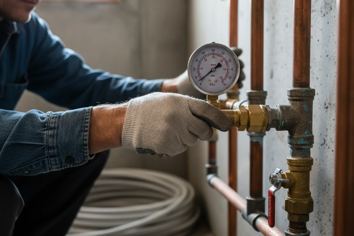 Pressure testing a repaired line during Water Line Repair in Wagram